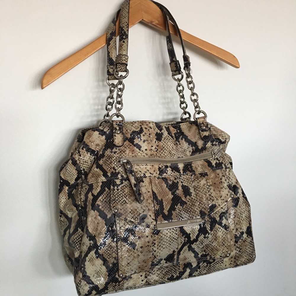 B Makowsky Natural Python Bag